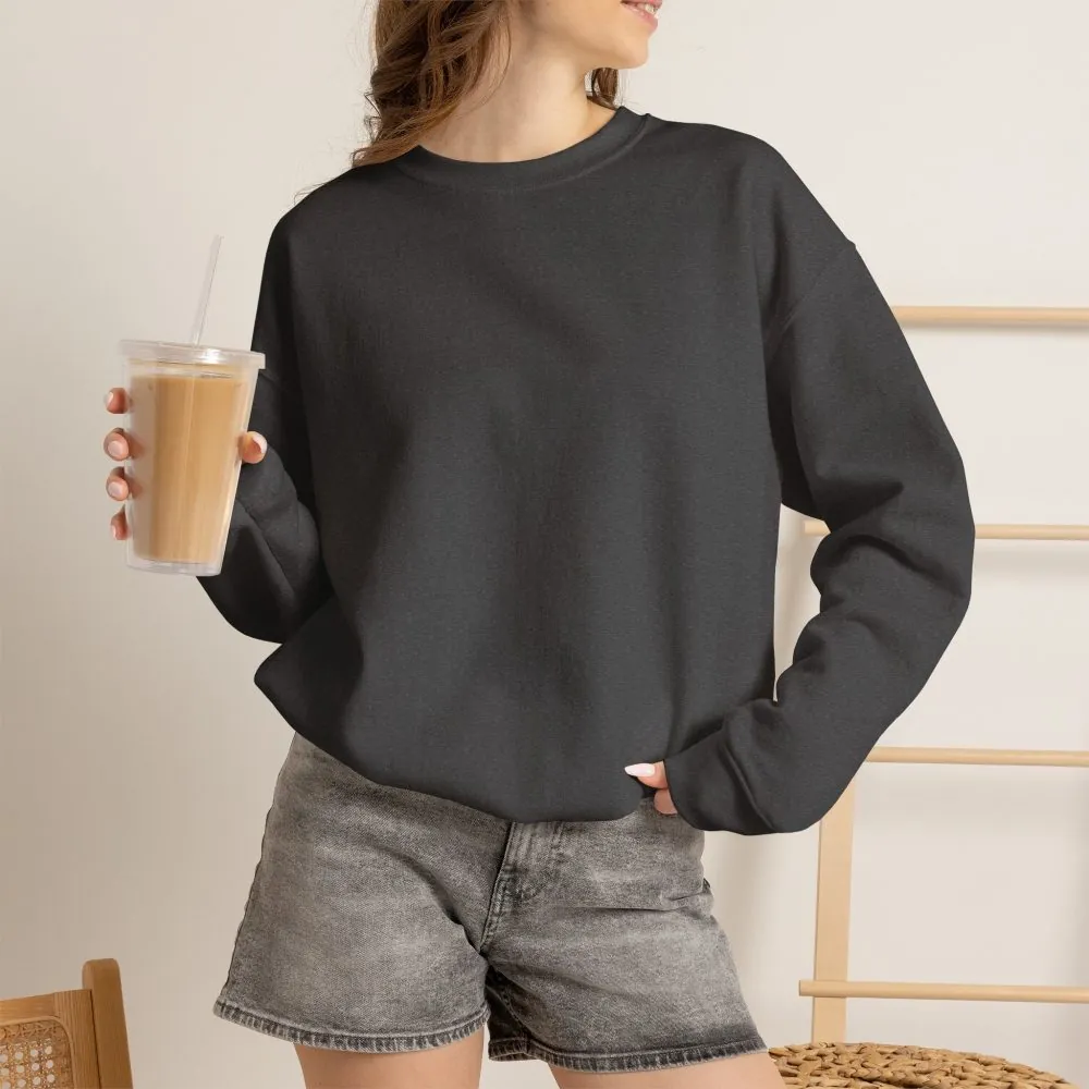 Crewneck Sweatshirt — "ROAD WHERE MADE FOR JOURNEYS-NOT DESTINATIONS" (Only Back printed) Vintage Camper Van Outdoor Graphic