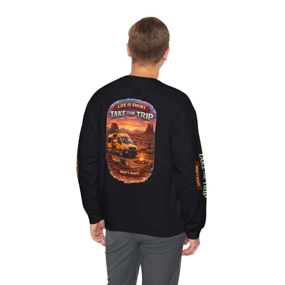 5943074575758708917_2048.jpeg Unisex Heavy Blend™ Crewneck Sweatshirt — "Live Is Short Take The Trip" Design Scenic-Line