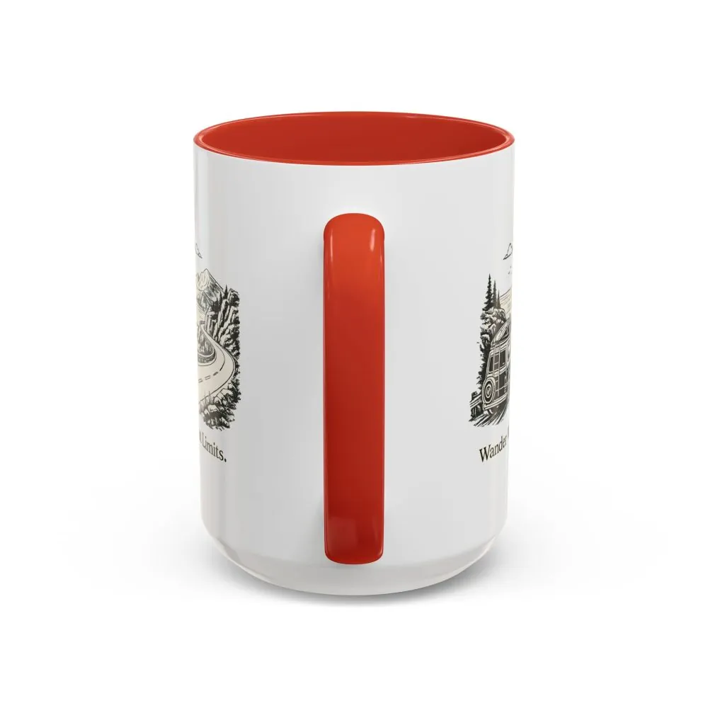 Accent Coffee Mug (11, 15oz) — "Wander Without Limits" Design Minimal-Line