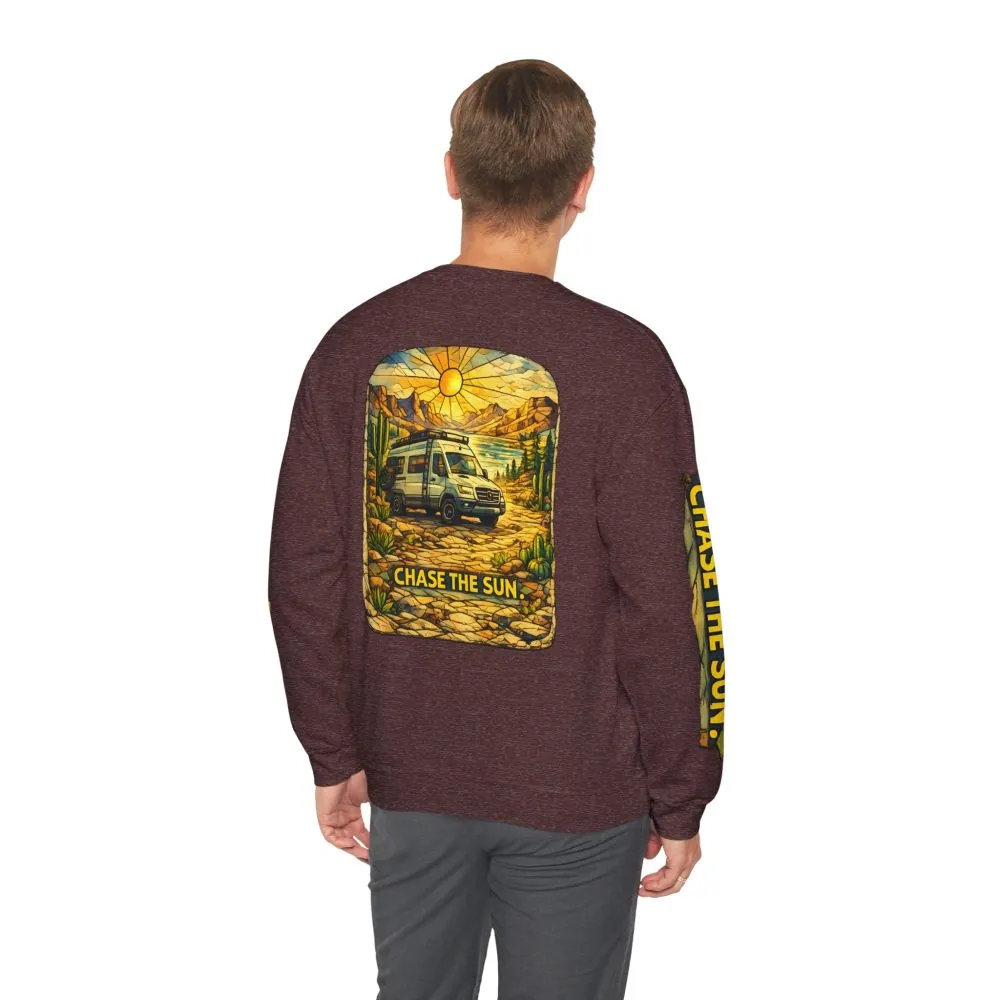 5956329116244135326_2048.jpeg Unisex Heavy Blend™ Crewneck Sweatshirt — "Chase The Sun" Design Cubic-Line