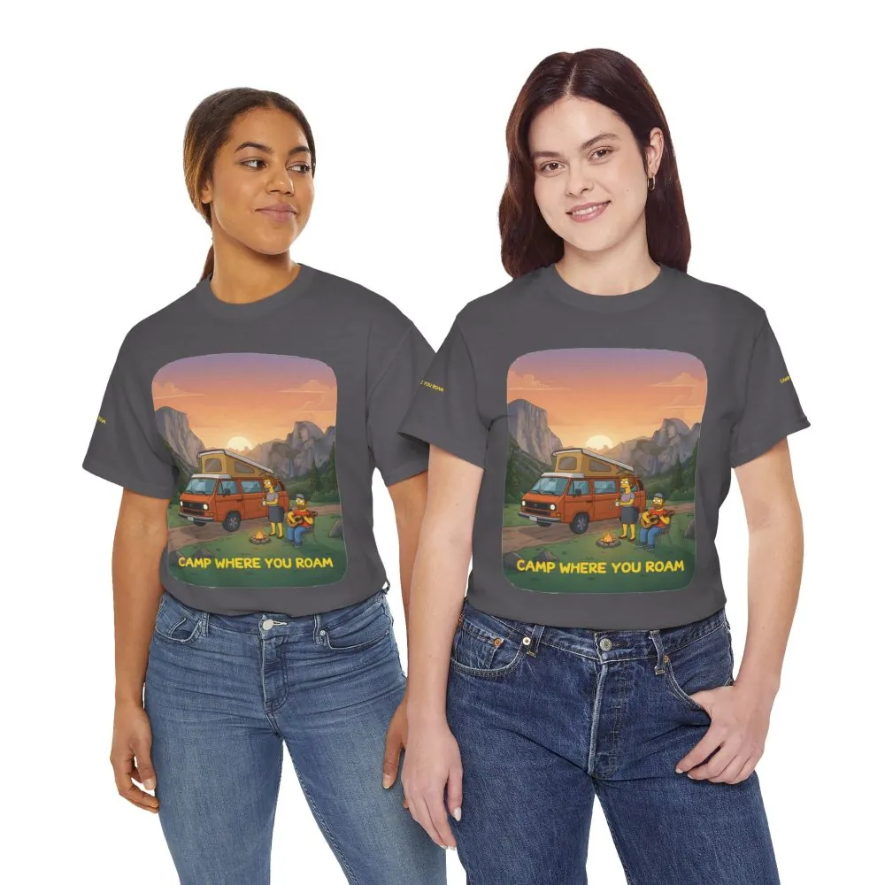 Unisex Heavy Cotton Tee — "Camp Where You Roam" Design Sitcom-Line