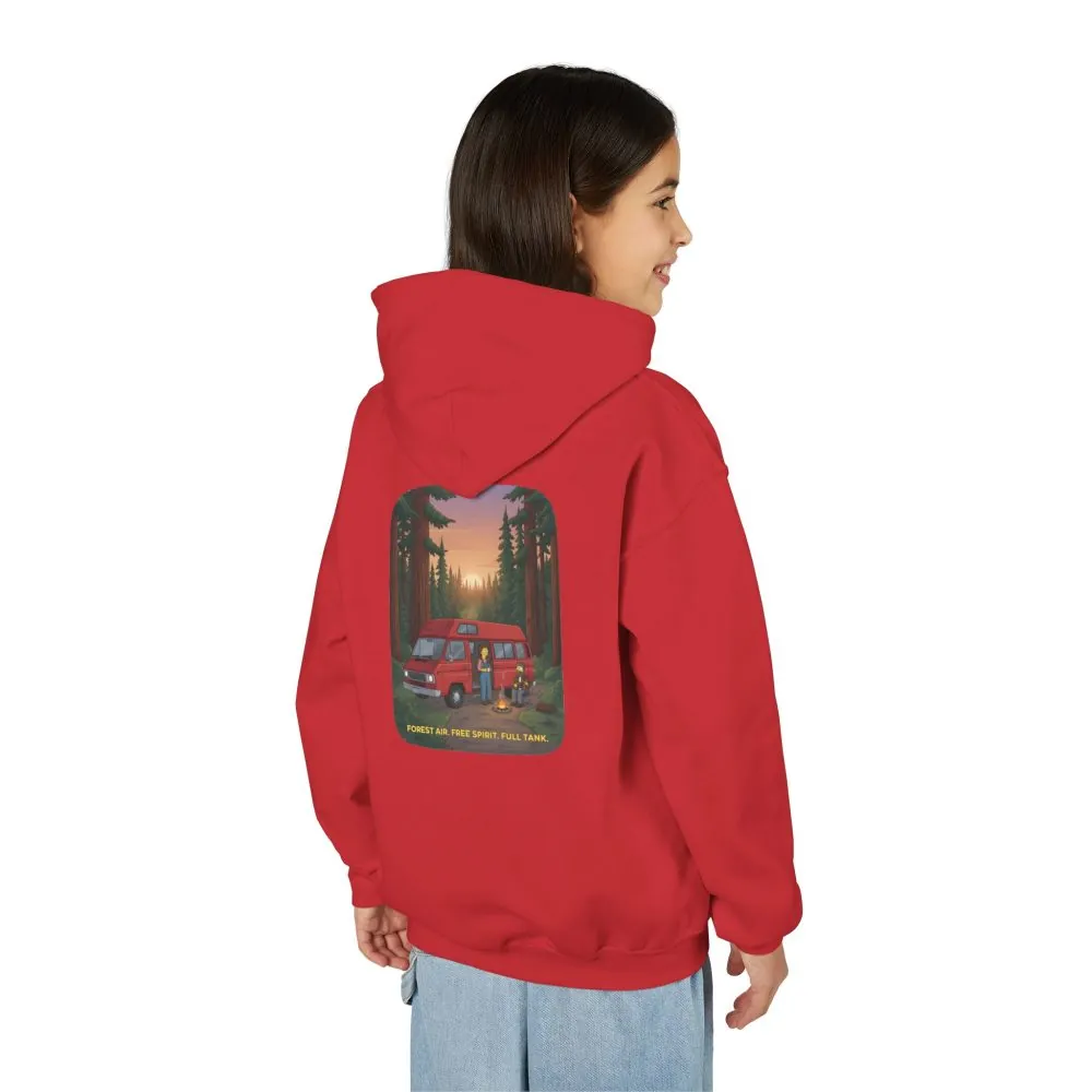 Youth Hoodie(Gildan) – "Forest Air Free Spirit Full Tank" (Design Sitcom-Line)