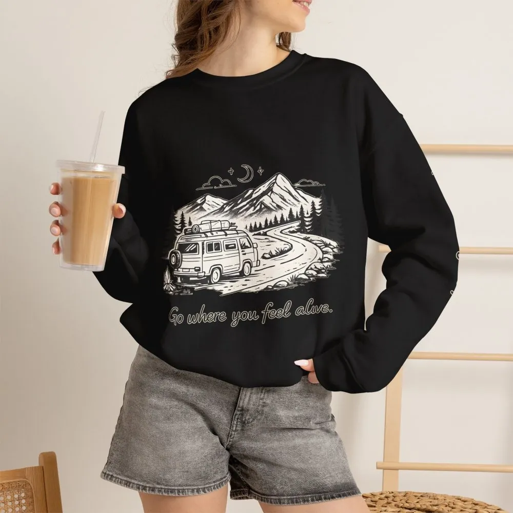5983112789123588490_2048.jpeg Unisex Heavy Blend™ Crewneck Sweatshirt — "Go Where You Feel Alive" Design Minimal-Line