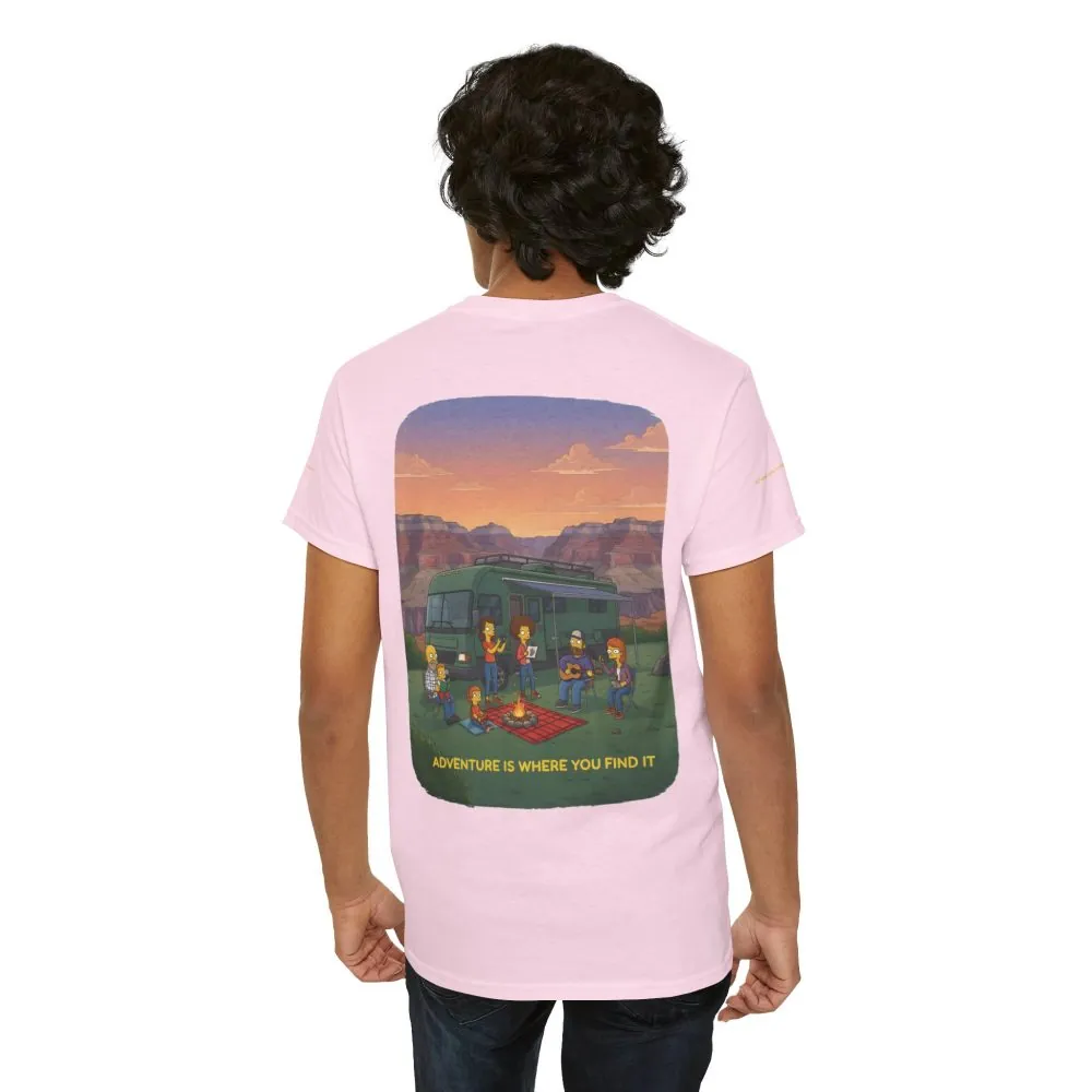 Unisex Heavy Cotton Tee — "Adventure Is Where You Find It" Design Sitcom-Line