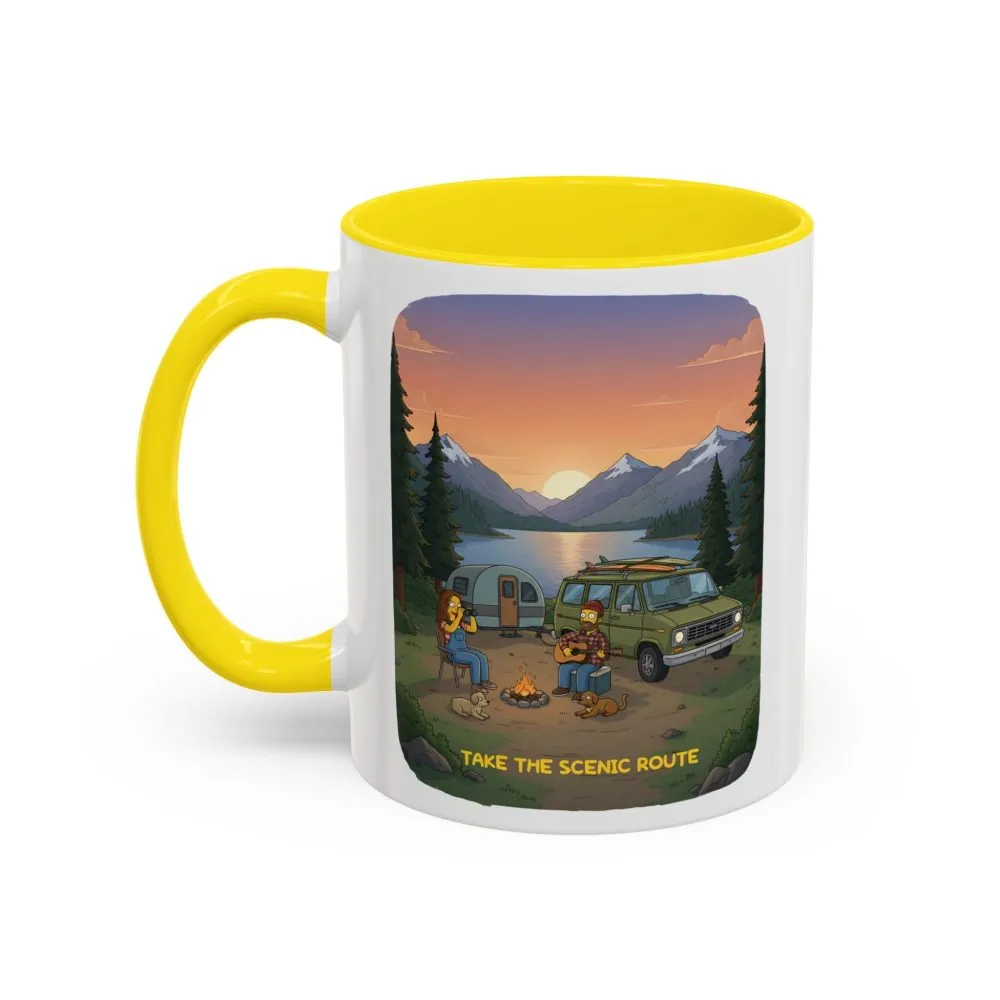 Accent Coffee Mug (11, 15oz) — "Take The Scenic Route" Design Sitcom-Line