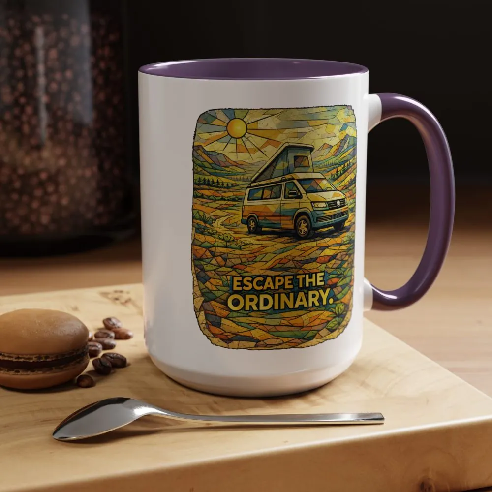 Accent Coffee Mug (11, 15oz) — "Escape The Ordinary" Design Cubic-Line