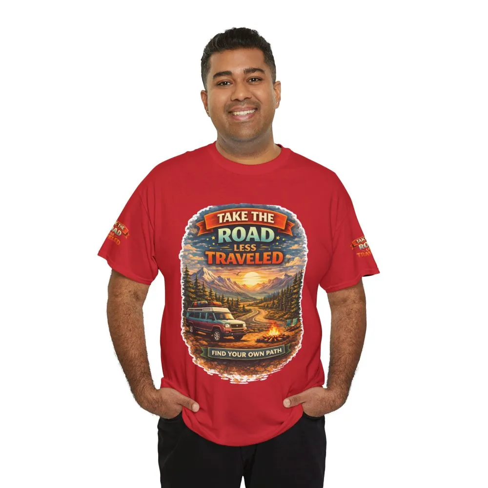 6043981221978976672_2048.jpeg Unisex Heavy Cotton Tee — "Take The Road Less Traveled" Design Scenic-Line