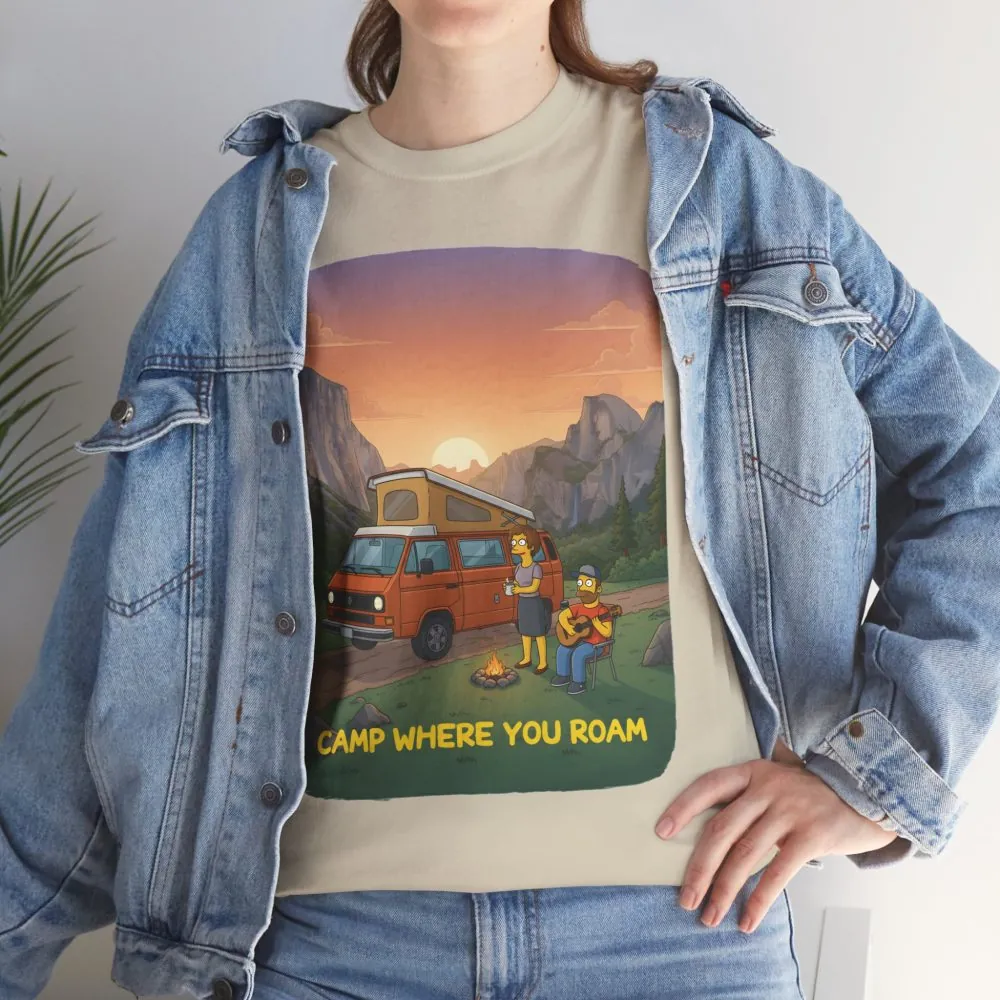 Unisex Heavy Cotton Tee — "Camp Where You Roam" Design Sitcom-Line