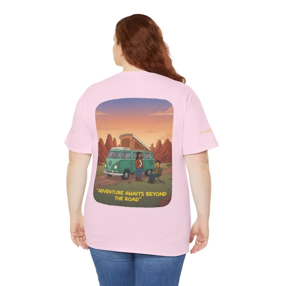 6064956002620075529_2048.jpeg Unisex Heavy Cotton Tee — "Adventure Awaits Beyond The Road" Design Sitcom-Line