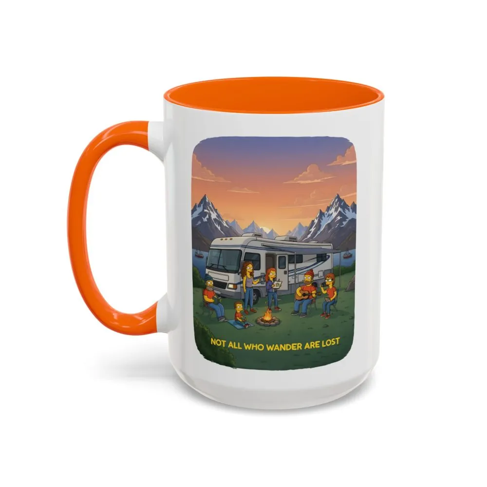 Accent Coffee Mug (11, 15oz) — "Not All Who Wander Are Lost" Design Sitcom-Line