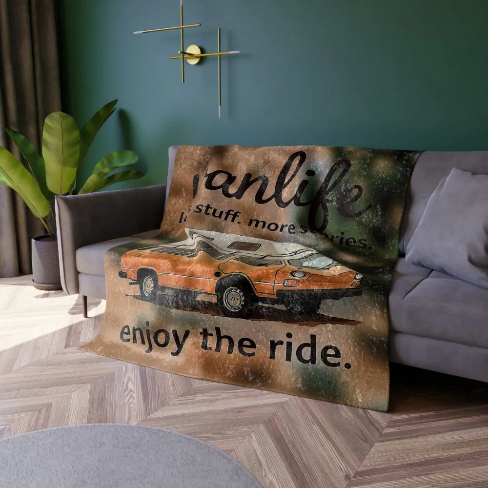 Crushed Velvet Blanket — Vanlife Camper Blanket: “vanlife — less stuff, more stories. enjoy the ride.” Cozy Travel Throw for Campers & [...]