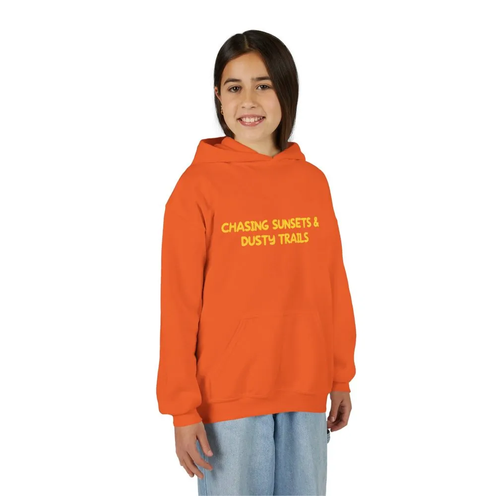 Youth Hoodie(Gildan) – "Chasing Sunsets And Dusty Trails" (Design Sitcom-Line)