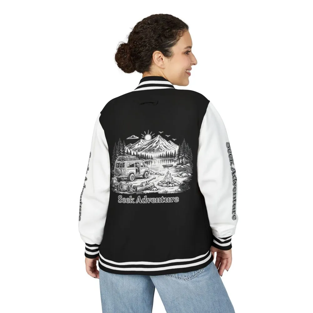 6080714504567008799_2048.jpeg Unisex Heavyweight Letterman Jacket — "Seek Adventure" Travel Varsity Coat