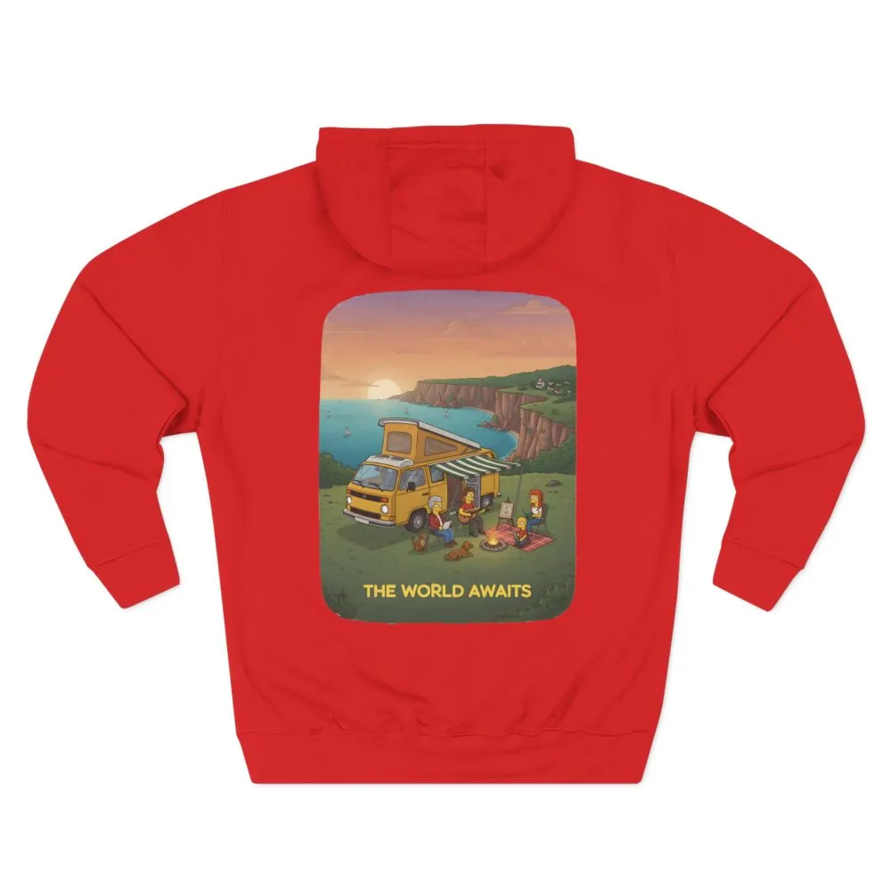608930457603227493_2048.jpeg Three-Panel Fleece Hoodie - "The World Awaits" Design Sitcom-Line