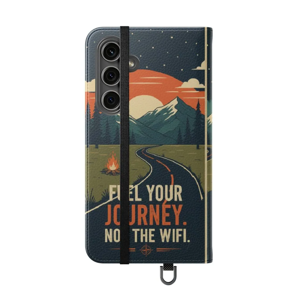 Flip Phone Case — "Fuel Your Journey, Not the Wifi" Wallet Cover