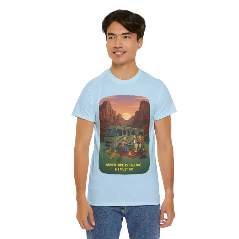 6102272876160469484_2048.jpeg Unisex Heavy Cotton Tee — "Adventure Is Calling-I Must Go" Design Sitcom-Line