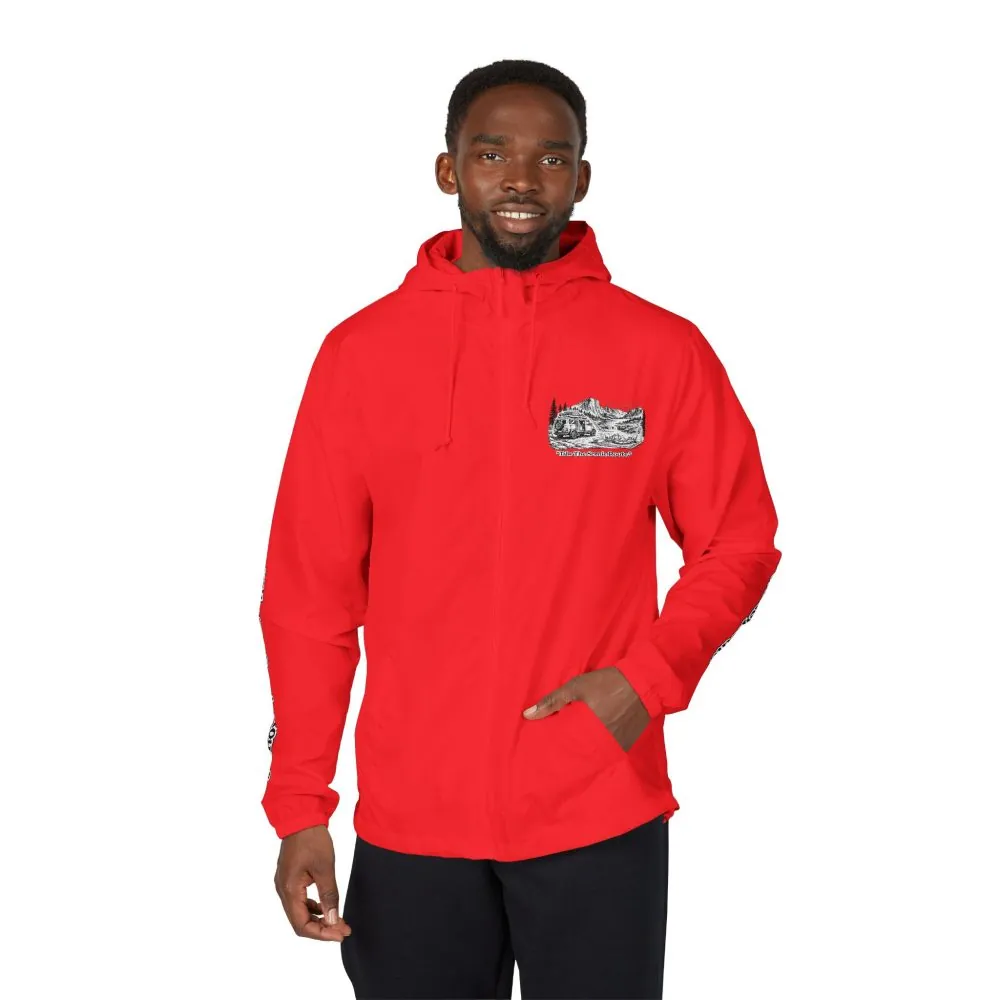 6105726913531399439_2048.jpeg Unisex Full-Zip Windbreaker Jacket — "Take The Scenic Route" (Design "Minimal-Line")