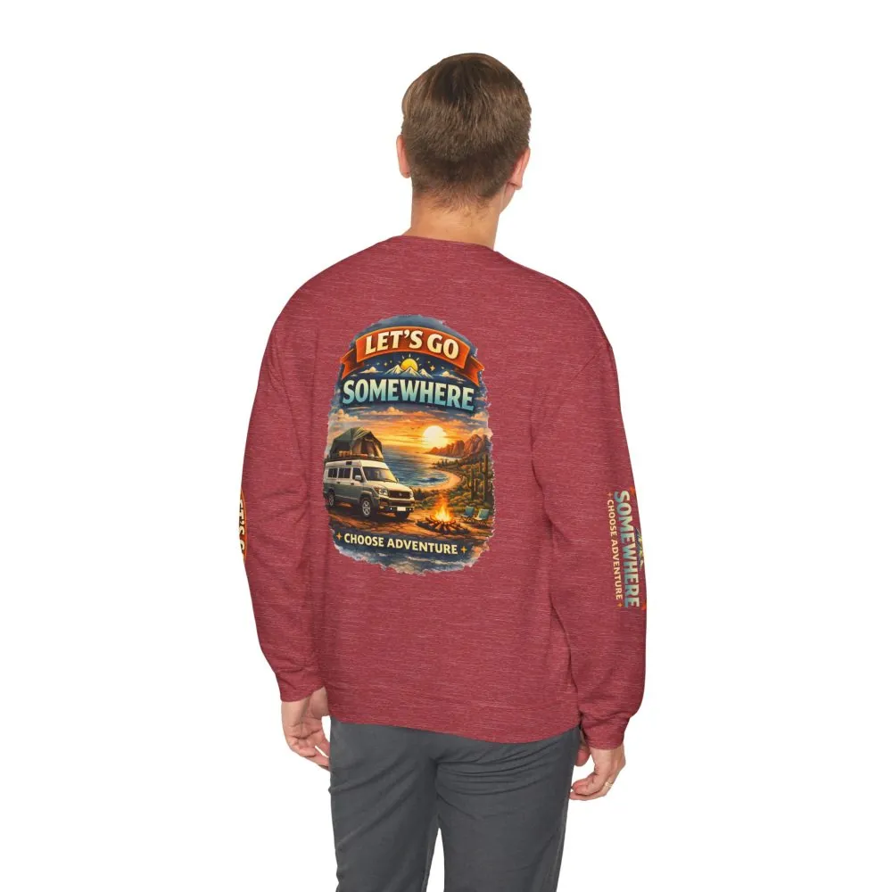 6128874762931933334_2048.jpeg Unisex Heavy Blend™ Crewneck Sweatshirt — "Lets Go Somewhere" Design Scenic-Line