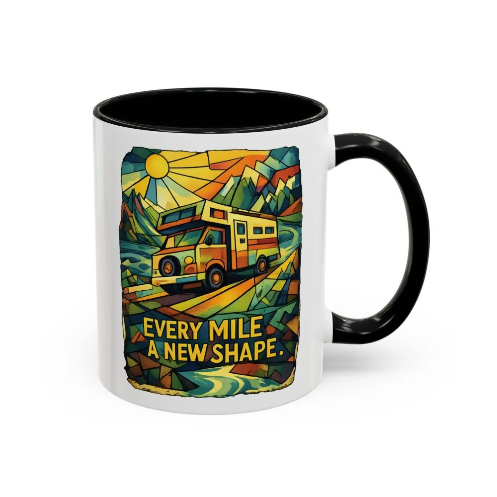 Accent Coffee Mug (11, 15oz) — "Every Mile A New Shape" Design Cubic-Line
