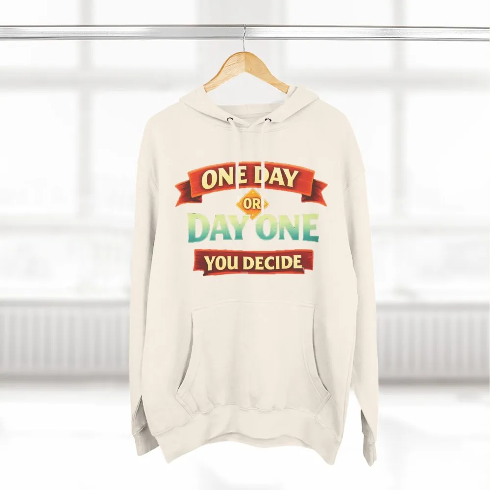 6148046720793361028_2048.jpeg Three-Panel Fleece Hoodie - "One Day Or Day One" Design Scenic-Line