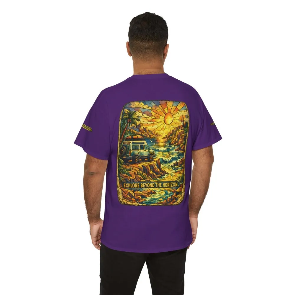 614963333477533944_2048.jpeg Unisex Heavy Cotton Tee — "Explore Beyond The Horizon" Design Cubic-Line