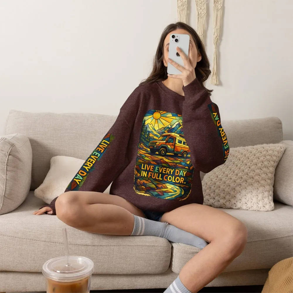 6160853088769259029_2048.jpeg Unisex Heavy Blend™ Crewneck Sweatshirt — "Live Every Day InFull Color" Design Cubic-Line