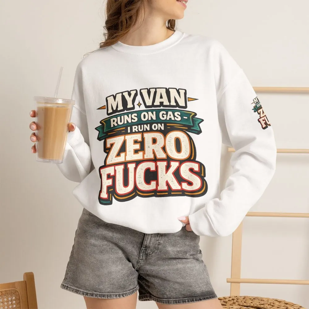Unisex Heavy Blend™ Crewneck Sweatshirt — "My Van Runs On Gas" Design F**K-Line
