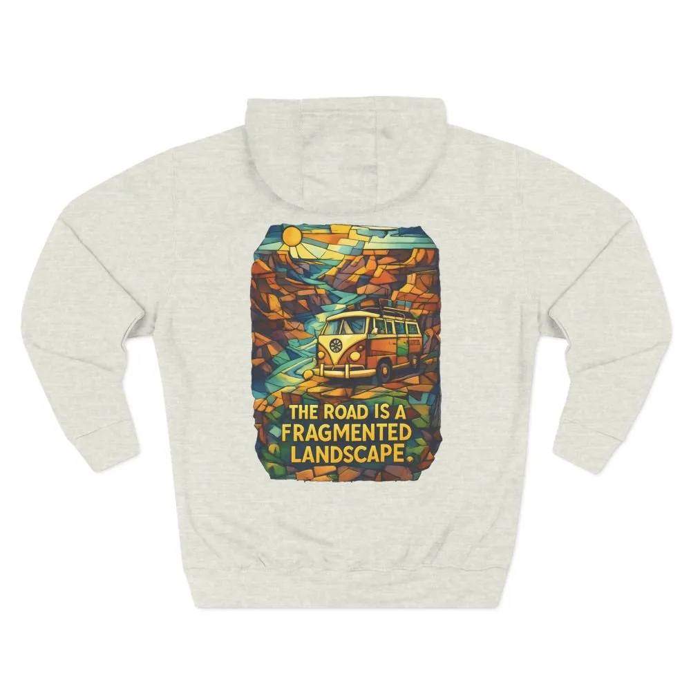 6167409935992063205_2048.jpeg Three-Panel Fleece Hoodie - "The Road Is A Fragmented Landscape" Design Cubic-Line
