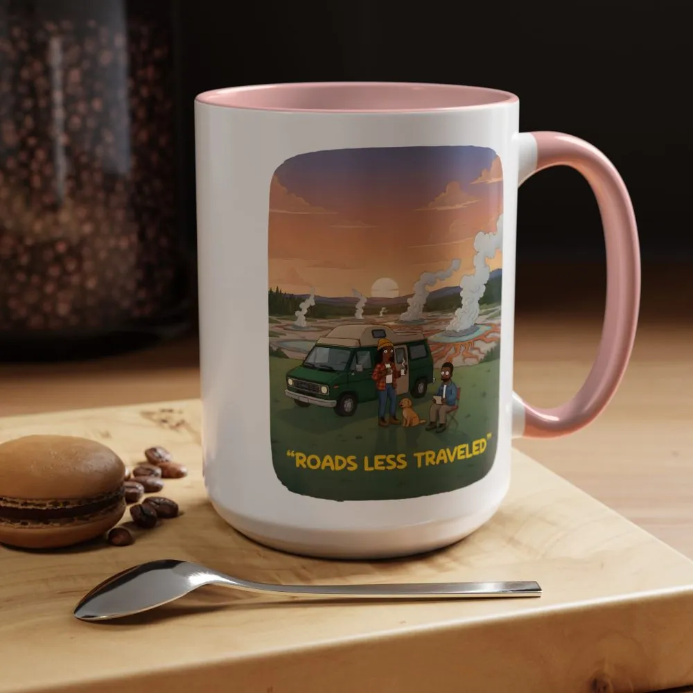 Accent Coffee Mug (11, 15oz) — "Roads Less Traveled" Design Sitcom-Line