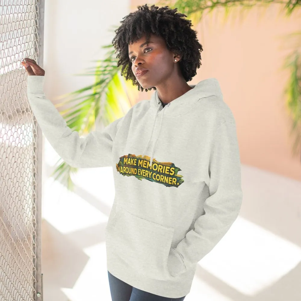 6175925628807760583_2048.jpeg Three-Panel Fleece Hoodie - "Make Memories Around Every Corner" Design Cubic-Line