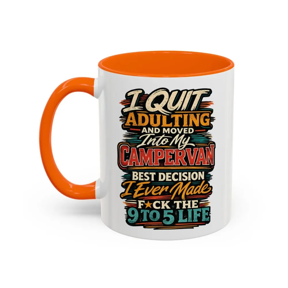Accent Coffee Mug (11, 15oz) — "I Quit Adulting" Design F**K-Line