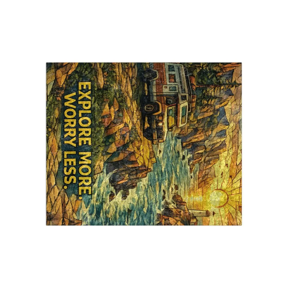 6187487410156108896_2048.jpeg Crushed Velvet Blanket —"Explore More Worry Less" Design Cubic-Line (Campervan)