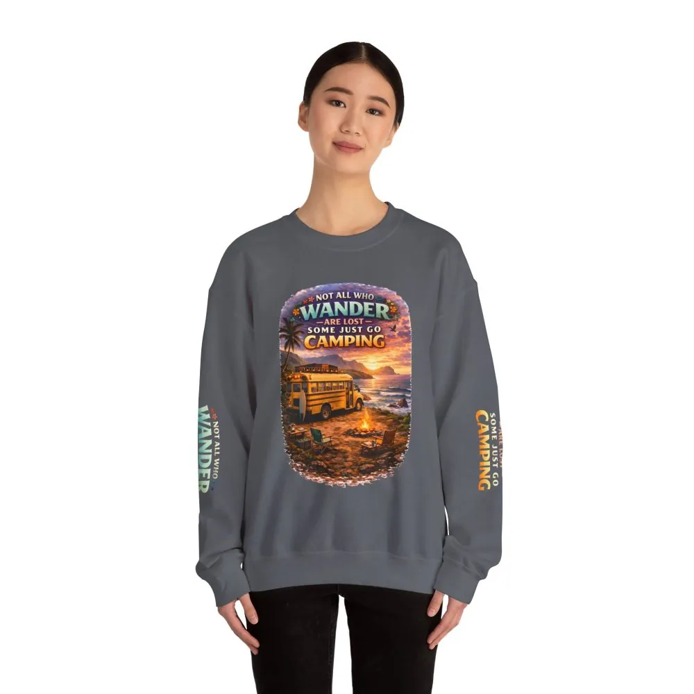 Unisex Heavy Blend™ Crewneck Sweatshirt — "Not All Who Wander Are Lost" Design Scenic-Line