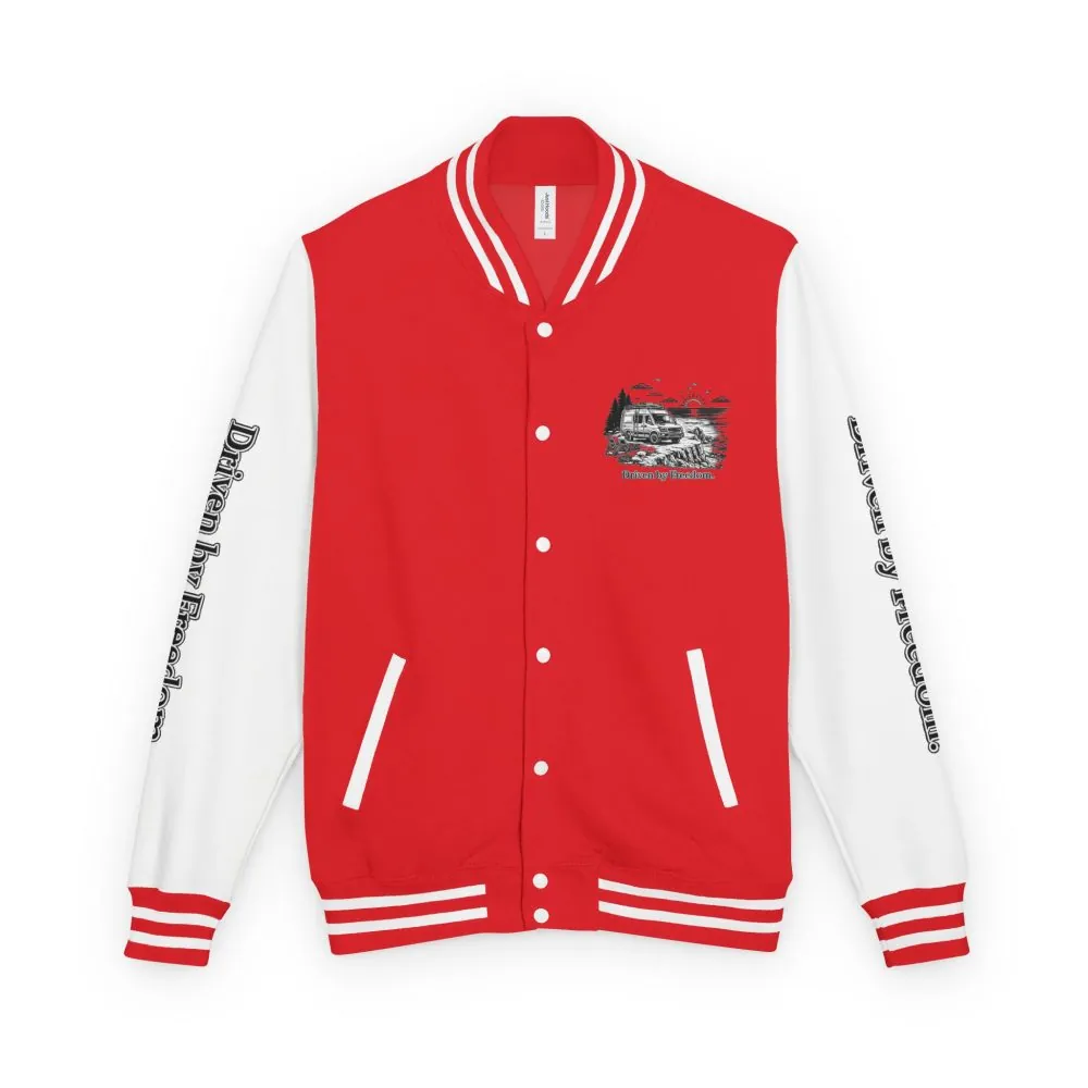 6198478607210552951_2048.jpeg Unisex Heavyweight Letterman Jacket — "Driven By freedom" Travel Varsity Coat