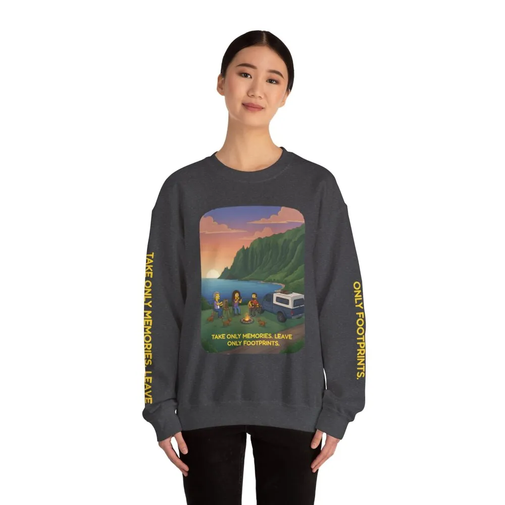 621043385497975082_2048.jpeg Unisex Heavy Blend™ Crewneck Sweatshirt — "Take Only Memories-Leave Only Footprints" Design Sitcom-Line