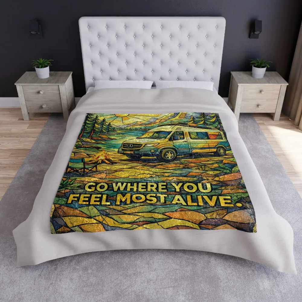 6221179451971008091_2048.jpeg Crushed Velvet Blanket —"Go Where You Feel Most Alive" Design Cubic-Line (Campervan)