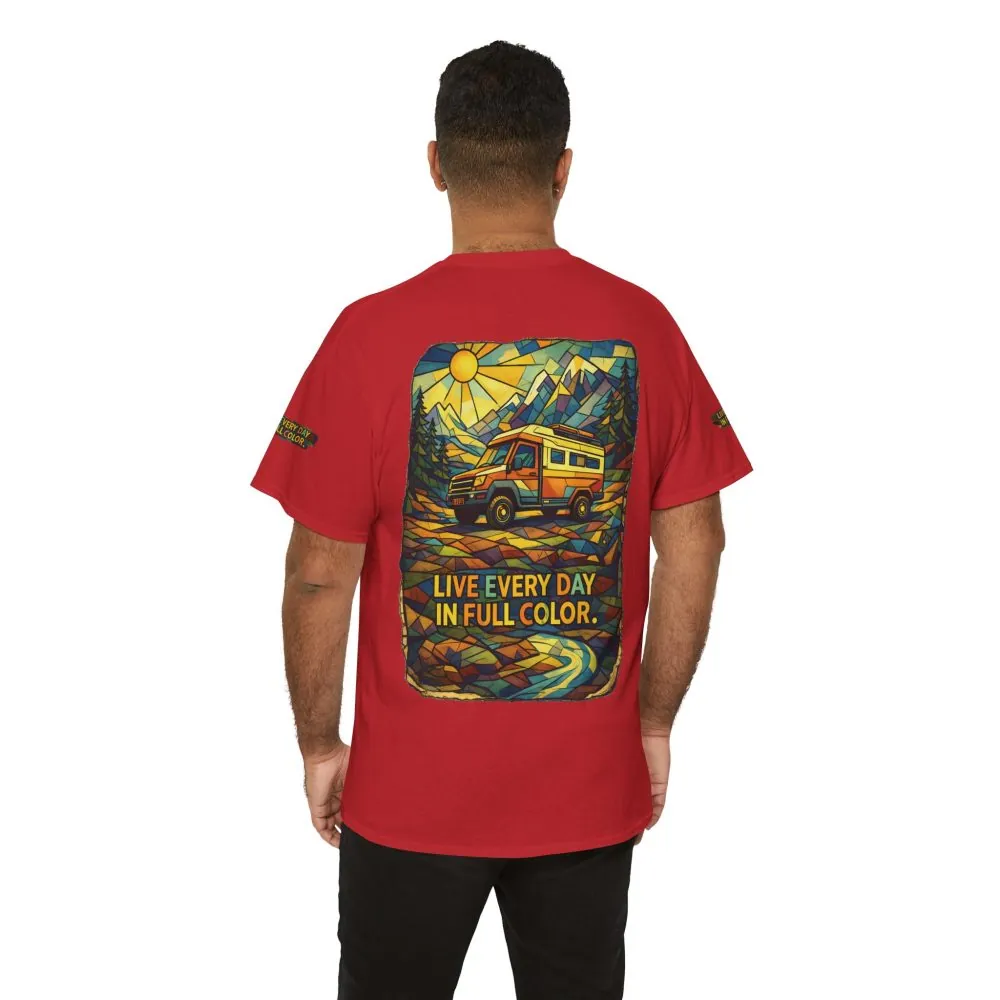6234246221598378238_2048.jpeg Unisex Heavy Cotton Tee — "Live Life Every Day In Full Color" Design Cubic-Line
