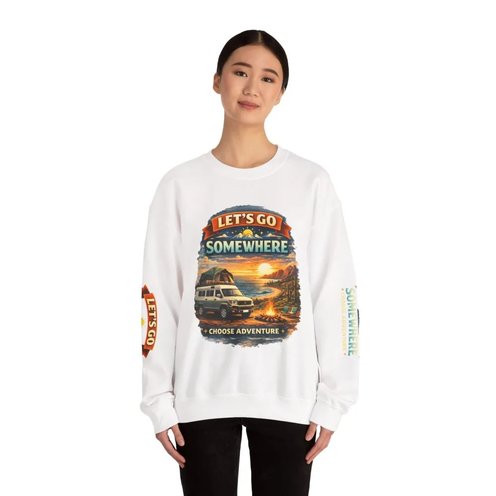 6234871127411797600_2048.jpeg Unisex Heavy Blend™ Crewneck Sweatshirt — "Lets Go Somewhere" Design Scenic-Line