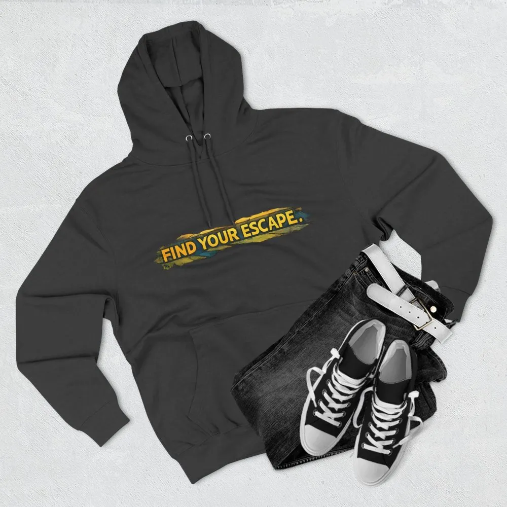 6241325478381273392_2048.jpeg Three-Panel Fleece Hoodie - "Find Your Escape" Design Cubic-Line