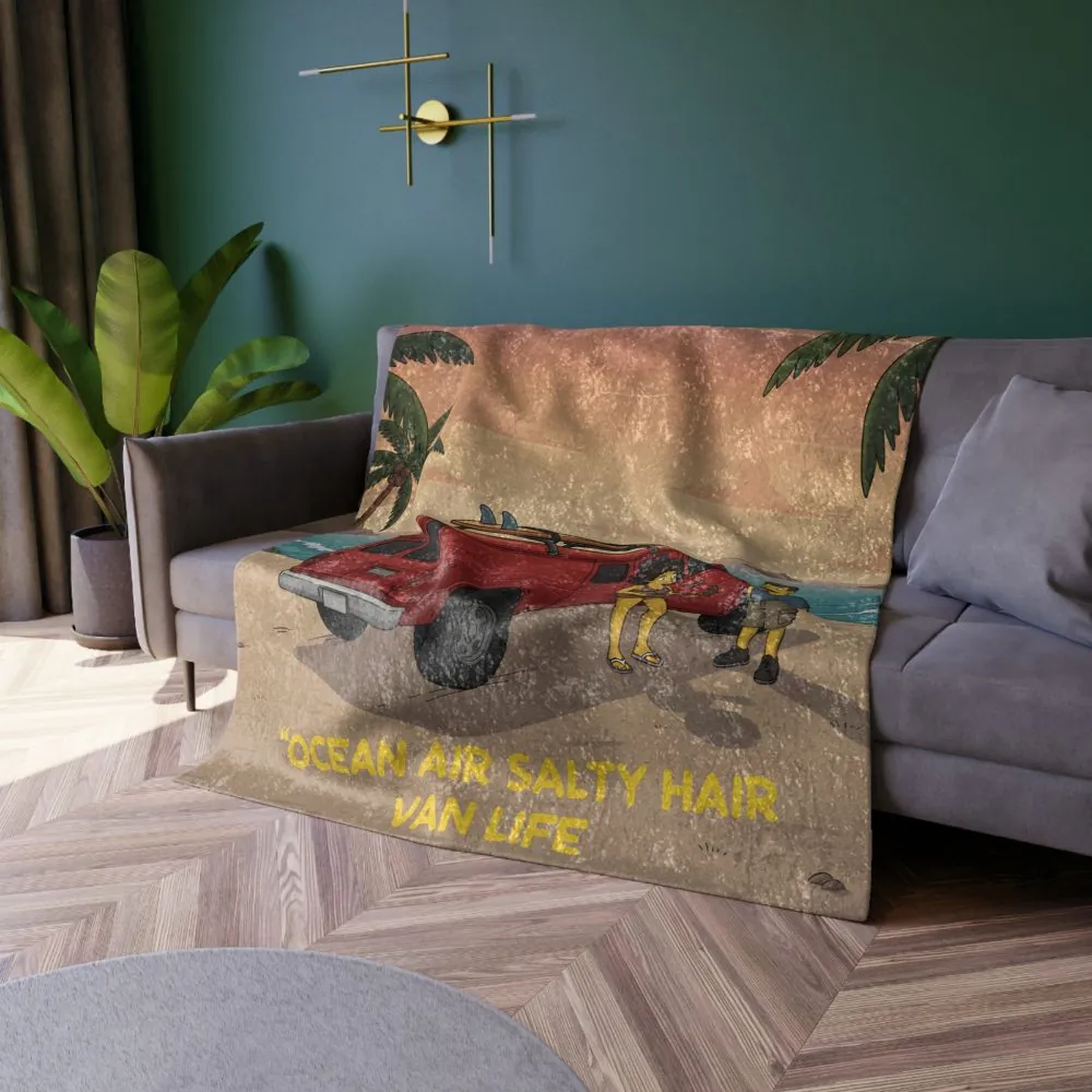 6242749224207150041_2048.jpeg Crushed Velvet Blanket —"Ocean Air Salty Hair Van Life" Design Sitcom-Line (Campervan)