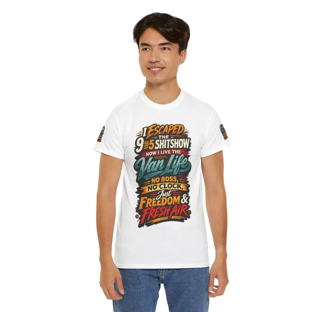 6242989186184910129_2048.jpeg Unisex Heavy Cotton Tee — "I Escaped The 9 To 5" Design F**K-Line