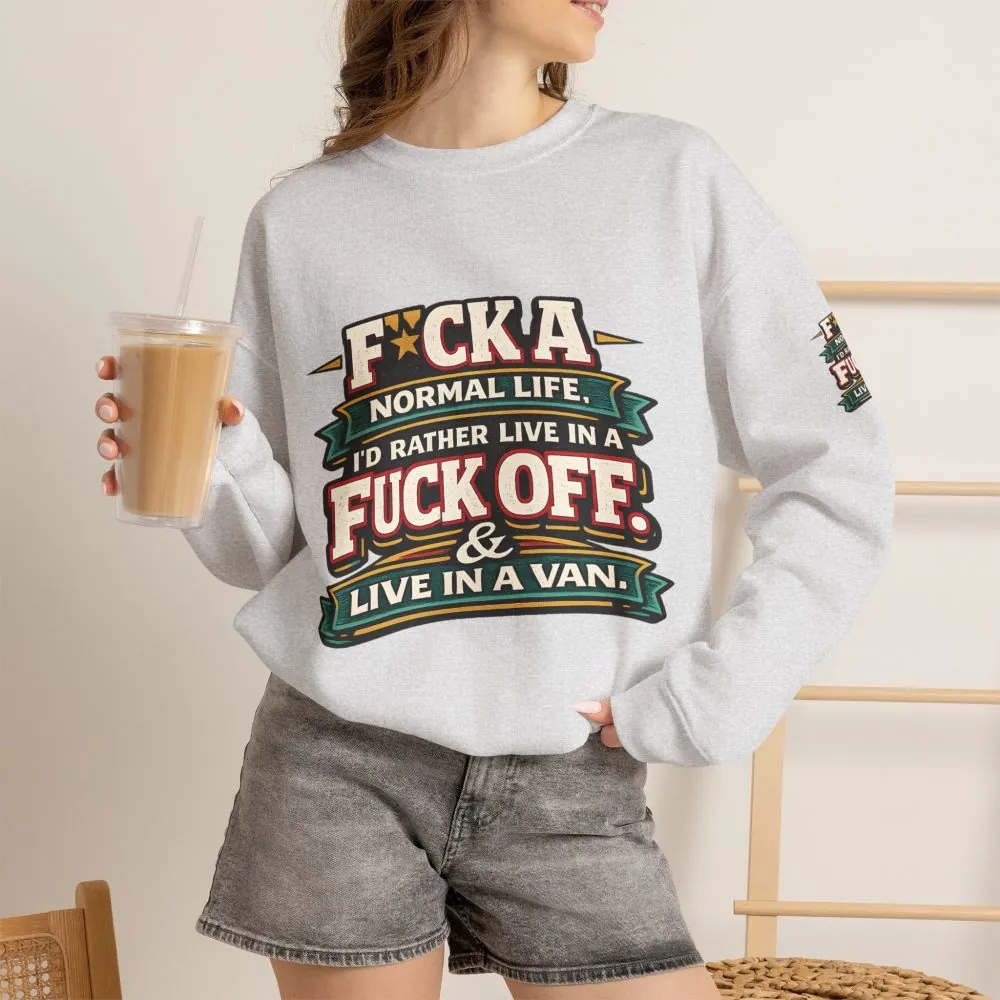625219463960343238_2048.jpeg Unisex Heavy Blend™ Crewneck Sweatshirt — "Fuck A Normal Life" Design F**K-Line