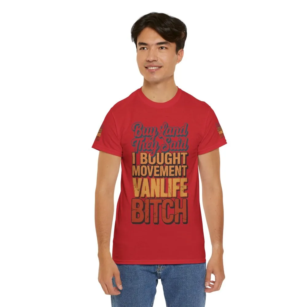 Unisex Heavy Cotton Tee — "Buy Land They Said" Design F**K-Line