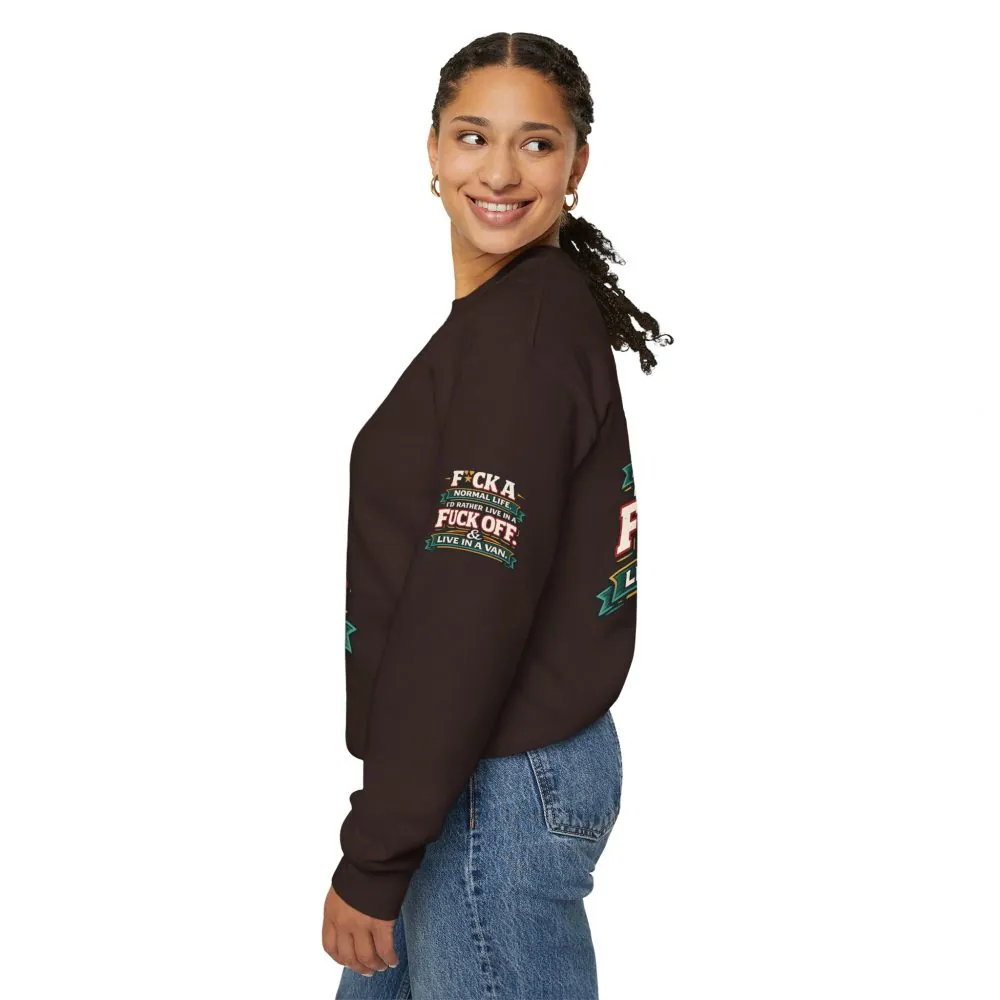 6258605301583093441_2048.jpeg Unisex Heavy Blend™ Crewneck Sweatshirt — "Fuck A Normal Life" Design F**K-Line