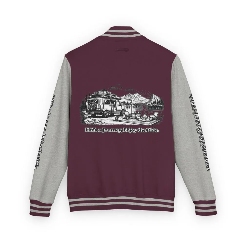 Unisex Heavyweight Letterman Jacket — "Lifes A Journey,Enjoy The Ride" Travel Varsity Coat