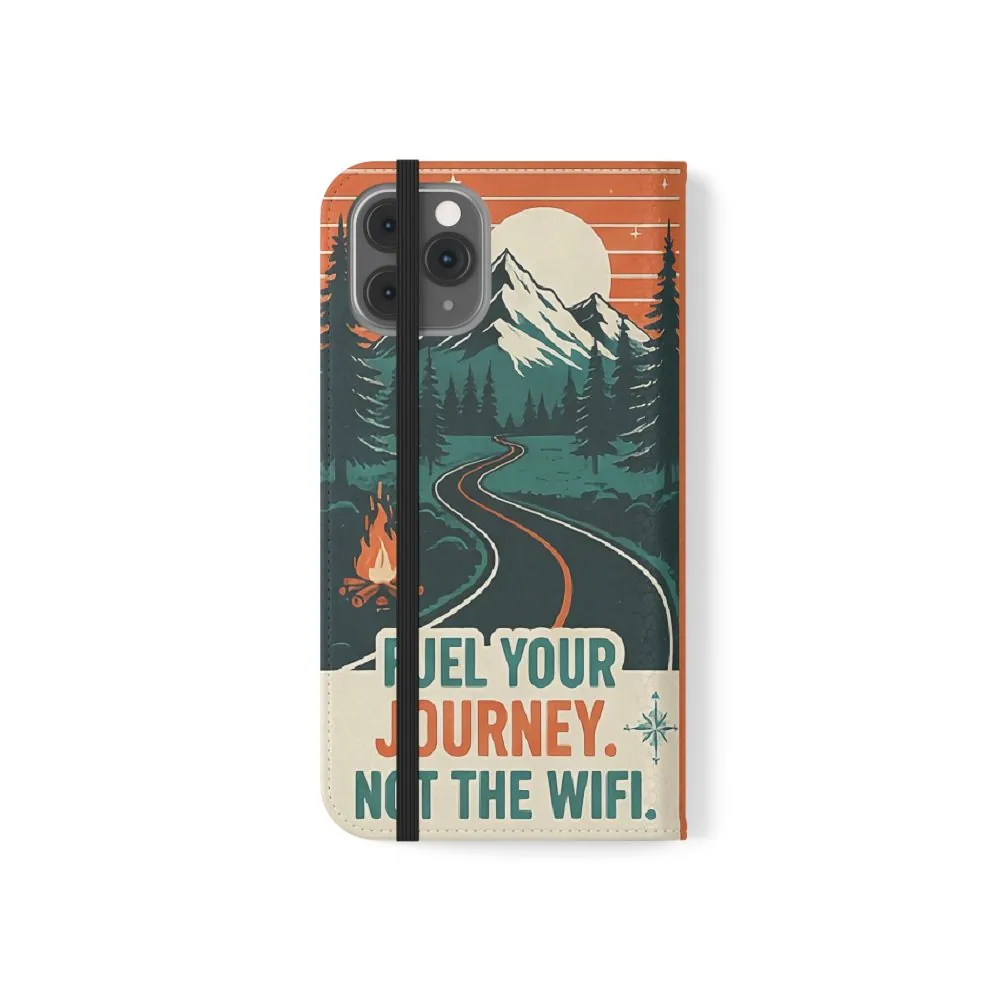 Flip Phone Case — "Adventure Awaits, Fuel Your Journey, Not the WiFi" Wallet Cover