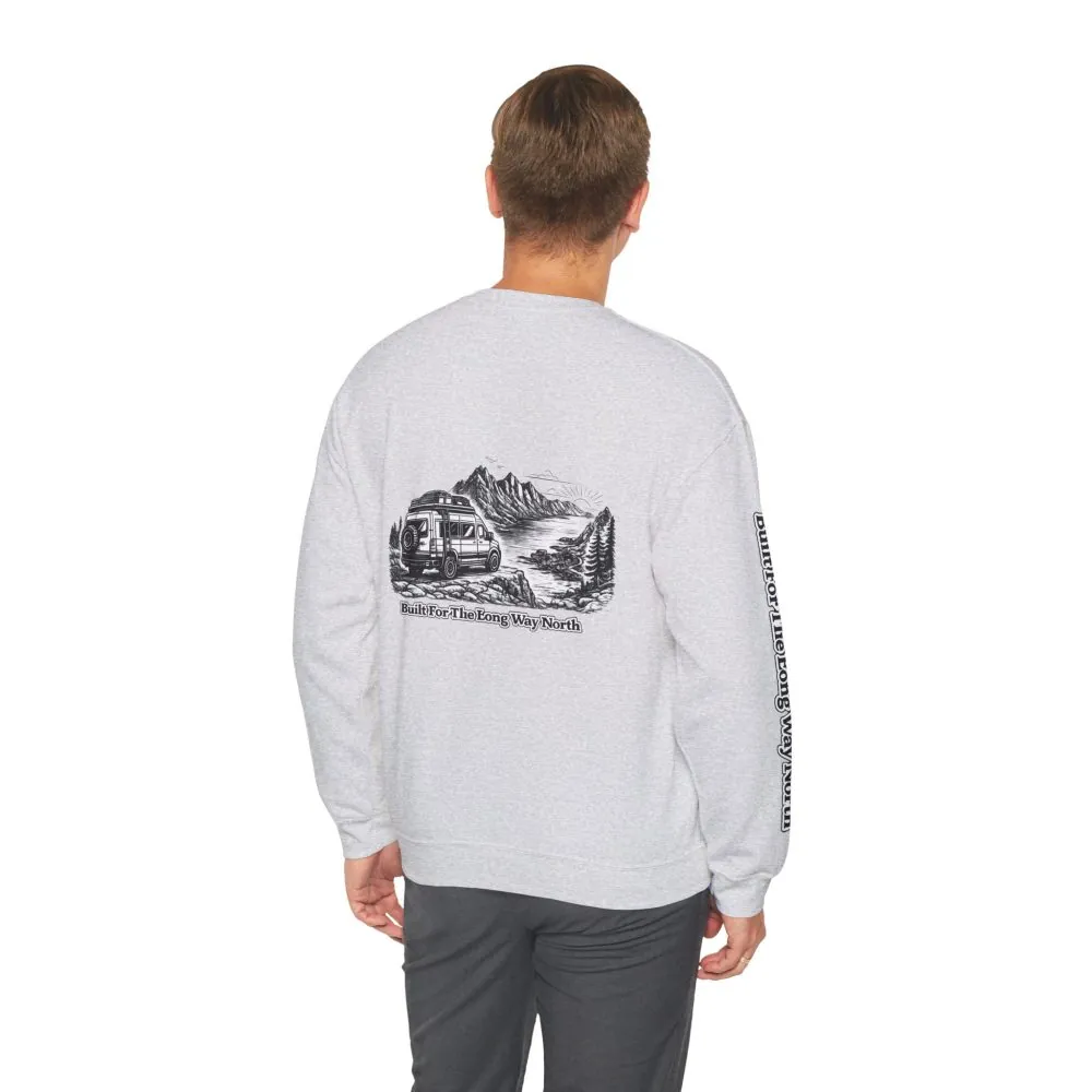 6274918689971638751_2048.jpeg Unisex Heavy Blend™ Crewneck Sweatshirt — "Built For The Long Way North" Design Minimal-Line