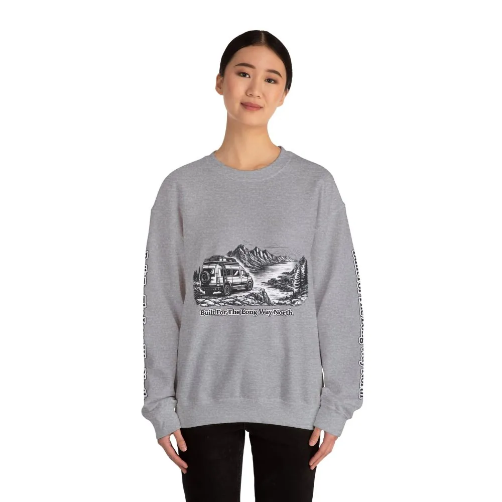 6286721773098547949_2048.jpeg Unisex Heavy Blend™ Crewneck Sweatshirt — "Built For The Long Way North" Design Minimal-Line