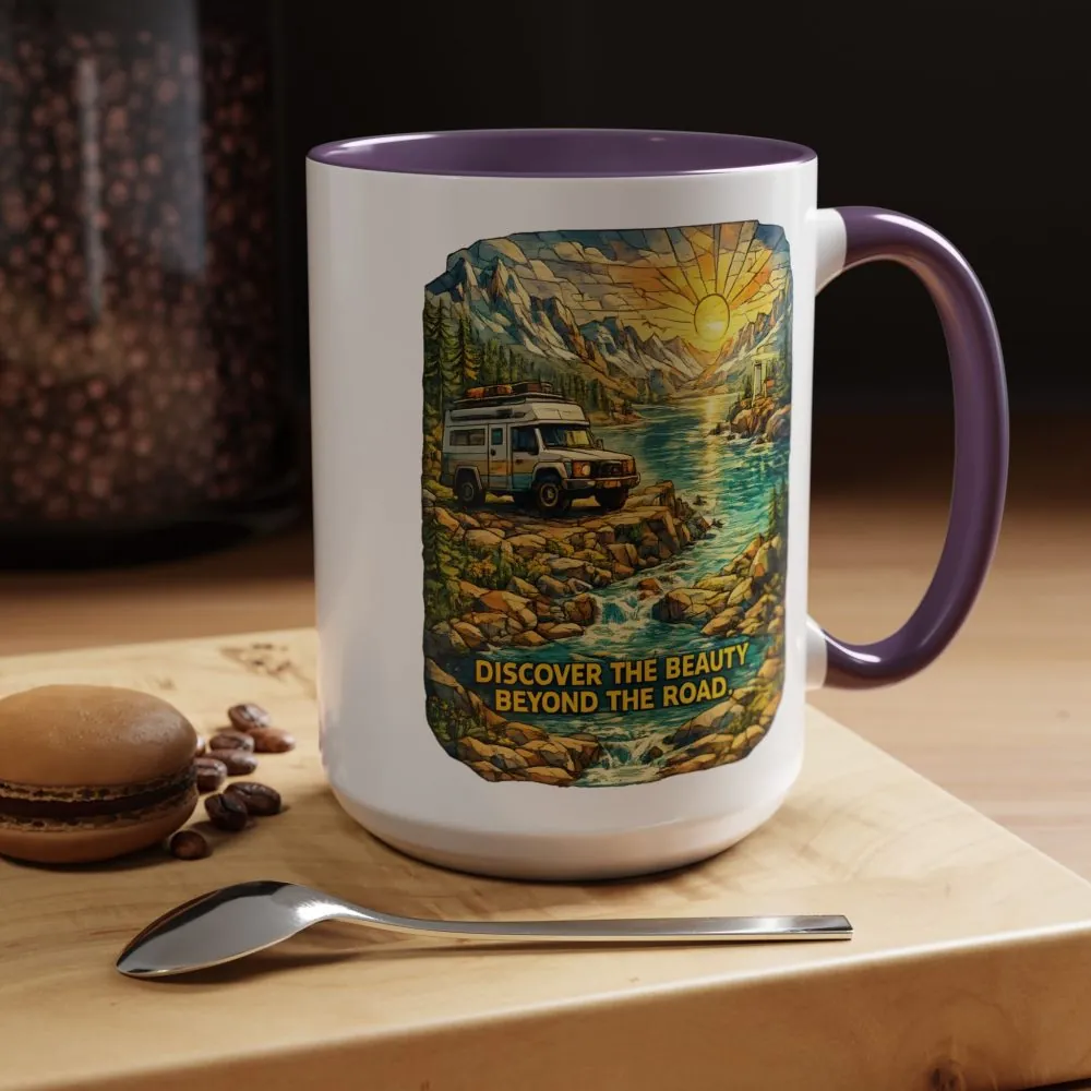 6296120252712781748_2048.jpeg Accent Coffee Mug (11, 15oz) — "Discover The Bieuty Beyond The Road" Design Cubic-Line