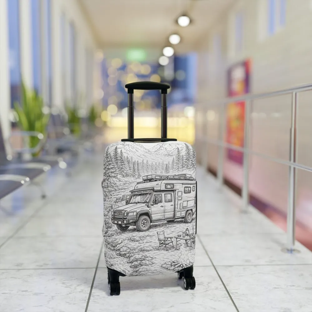 Luggage Cover — Adventure Camper Sketch Travel Suitcase